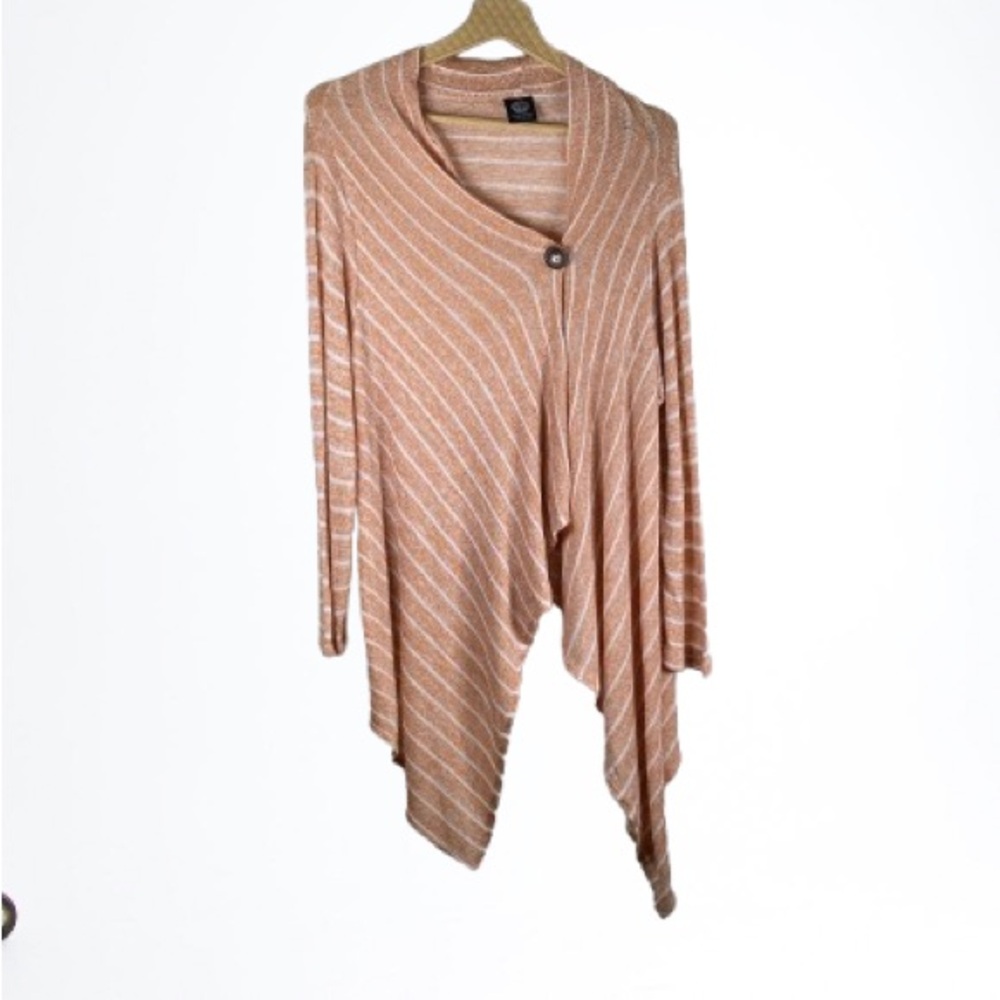 Bobeau Beige Striped Women's Cardigan